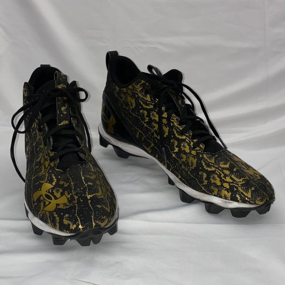 Under Armour Spotlight Mid Black and Gold Football Rubber Cleats Men's 12.5 used - Picture 12 of 12